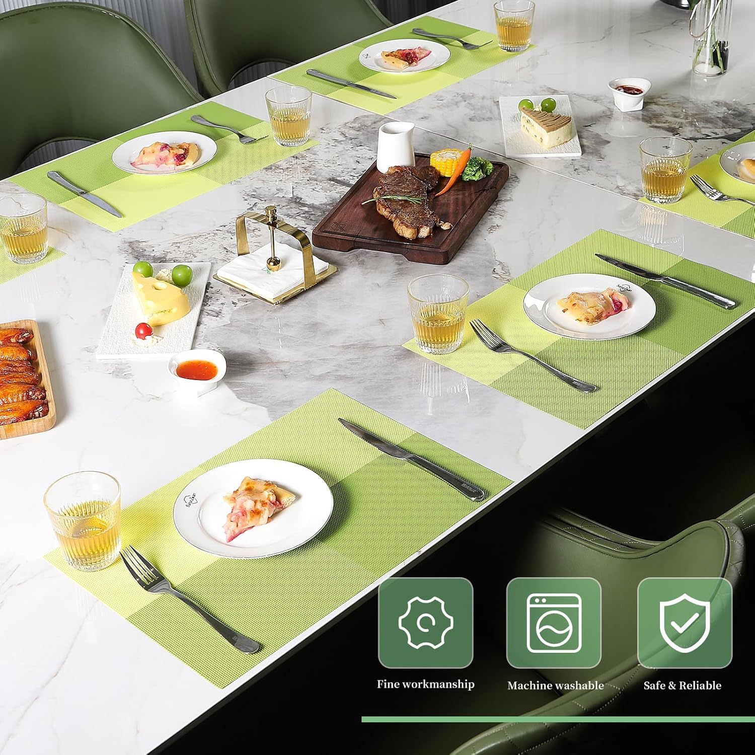 [Set Of 6] Light Green Dining Table Placemats