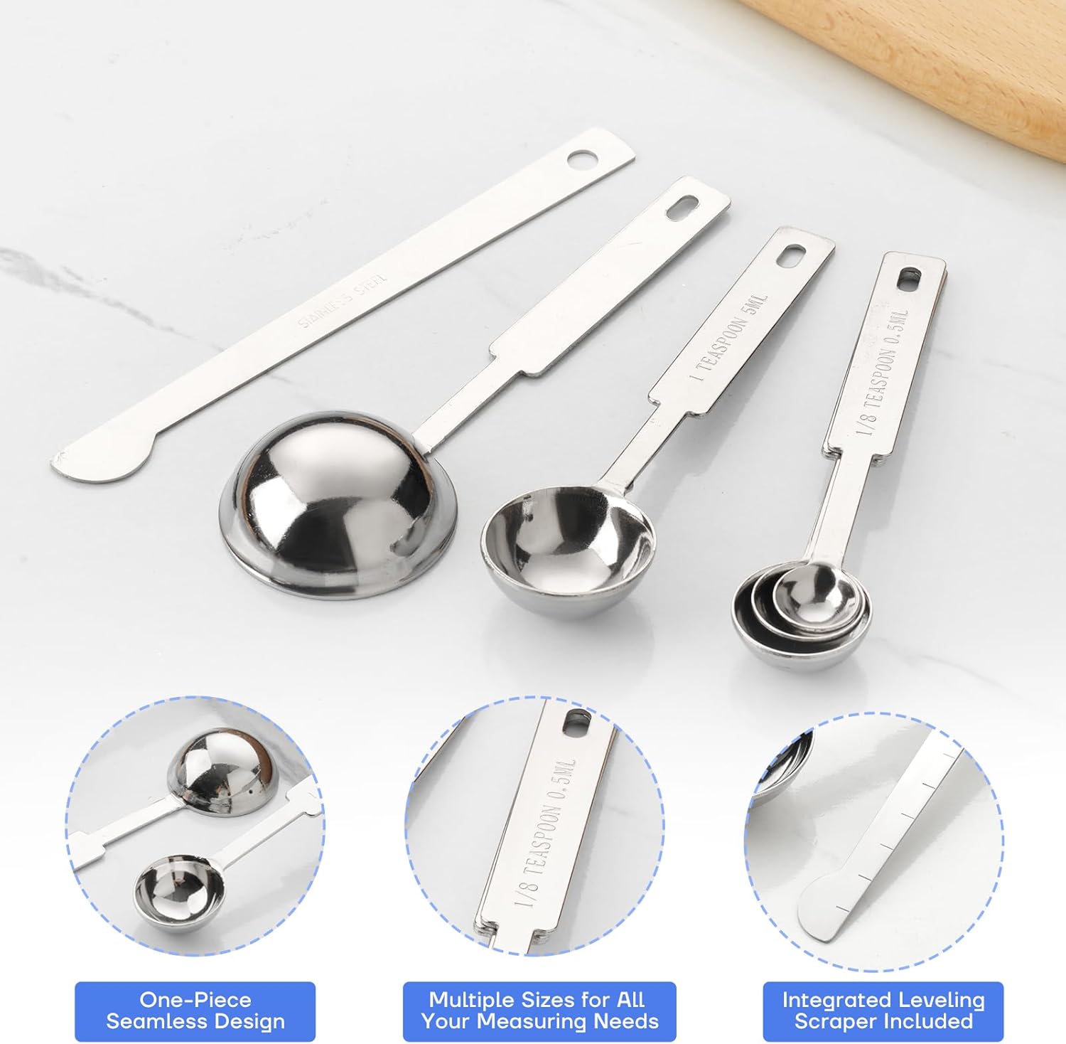 [Pack Of 8] Stainless Steel Measuring Cup & Spoon