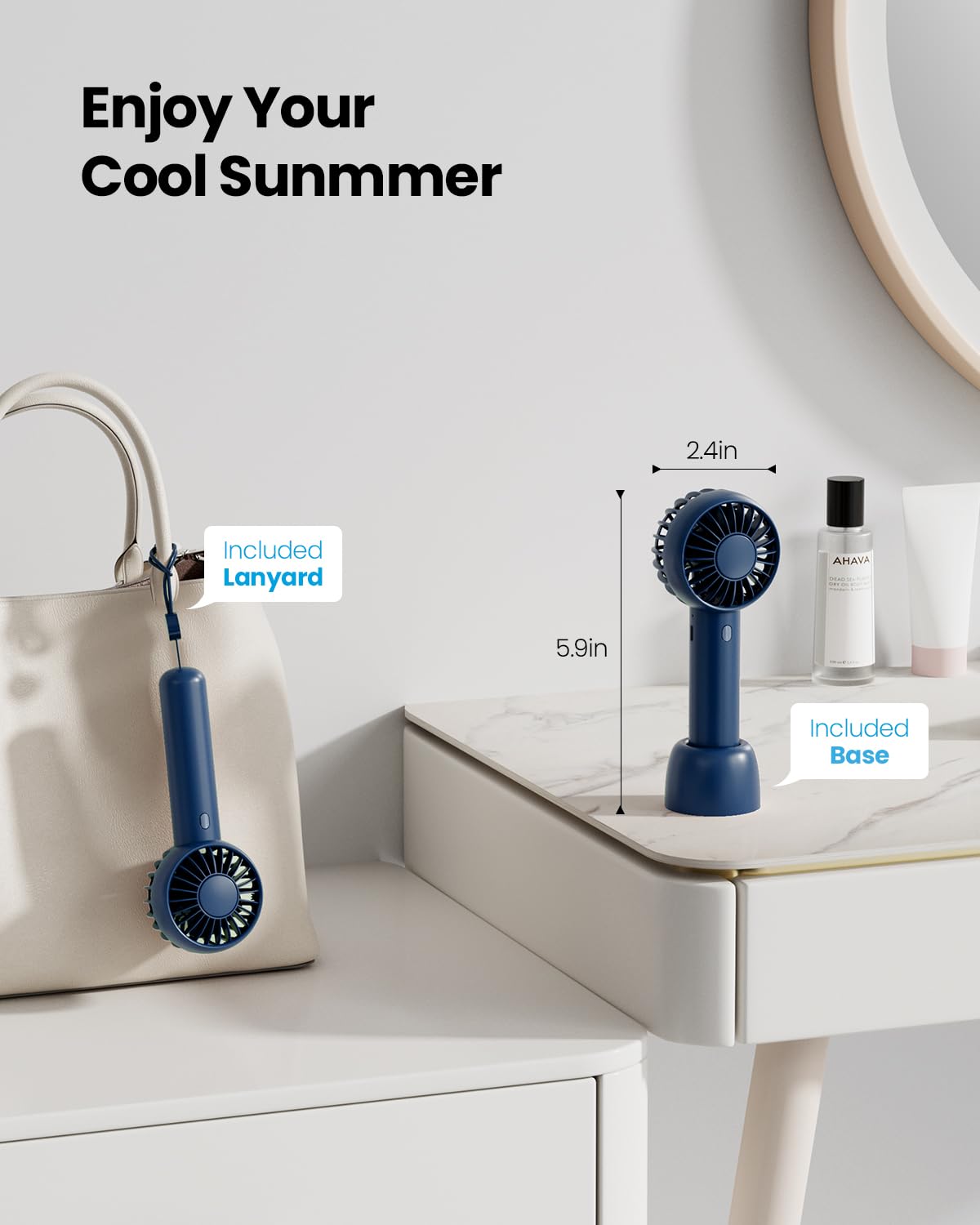 Rechargeable Mini Hand Fan (3 Speed Modes)