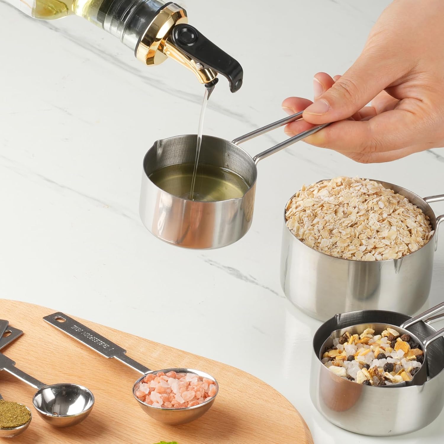 [Pack Of 8] Stainless Steel Measuring Cup & Spoon