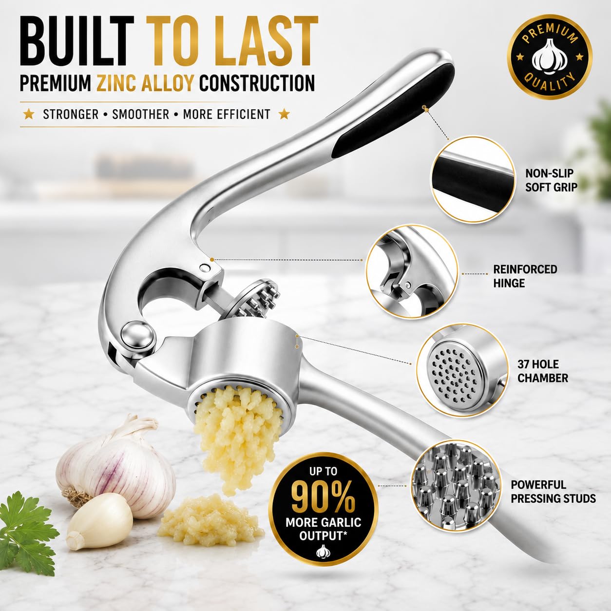 Stainless Steel Garlic & Ginger Crusher