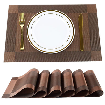 [Set Of 6] Dark Brown Dining Table Placemats