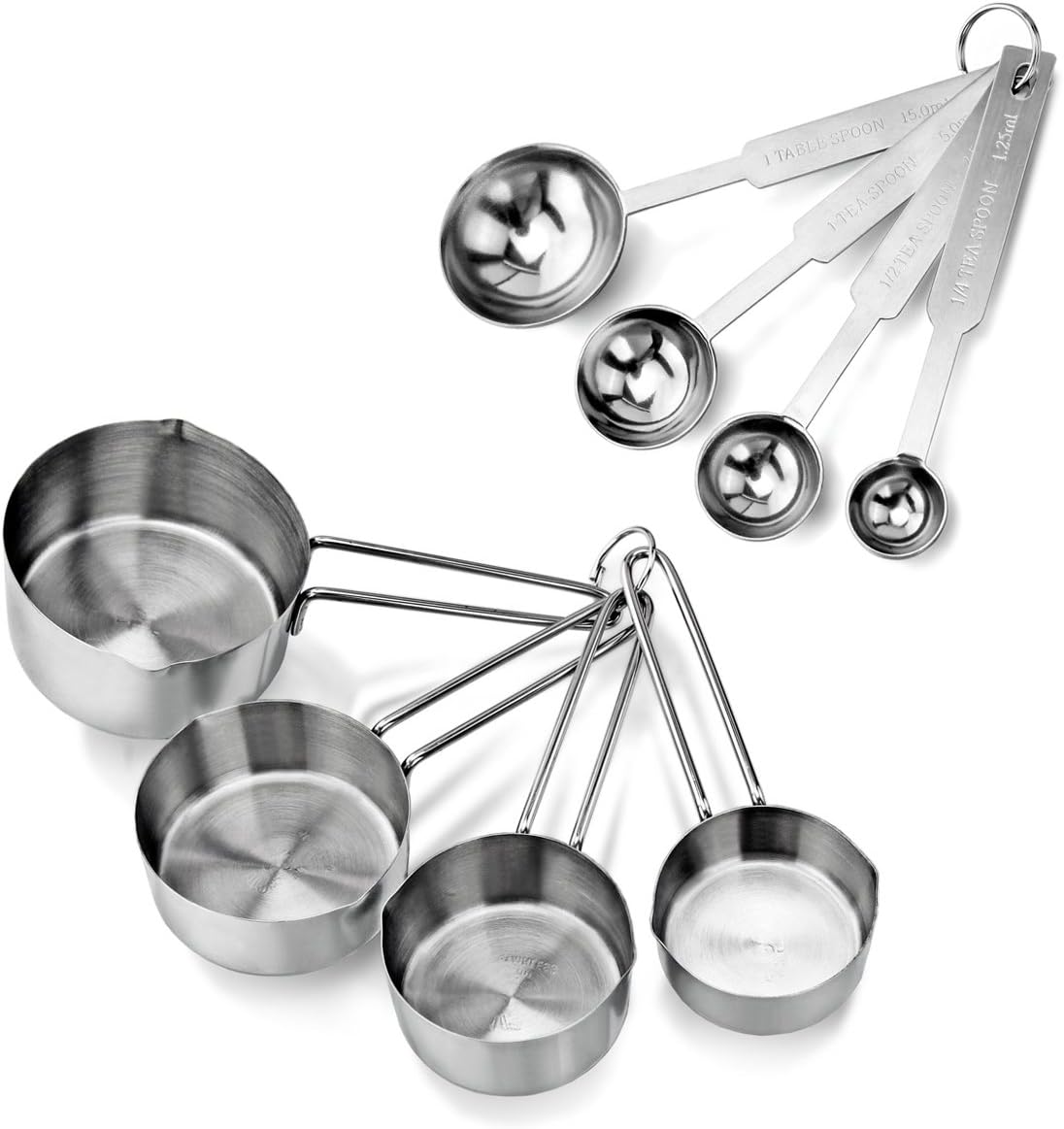 [Pack Of 8] Stainless Steel Measuring Cup & Spoon