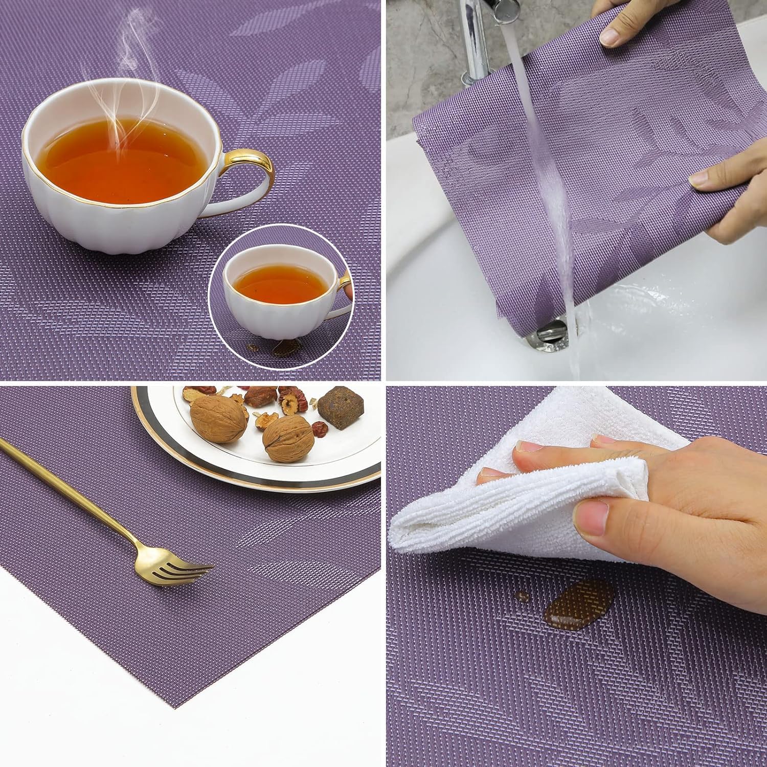 [Set Of 6] Violet Colour Dining Table Placemats