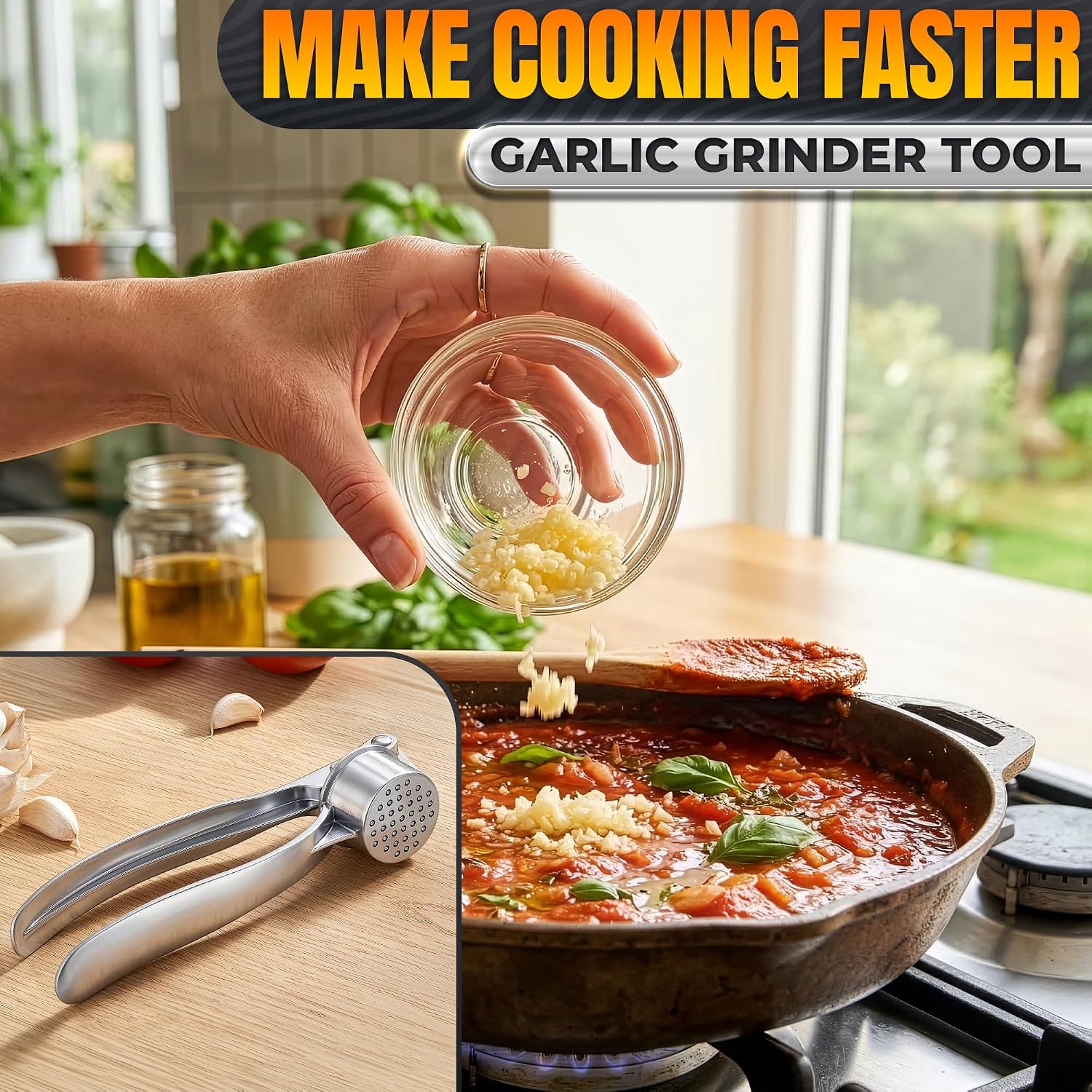 Stainless Steel Garlic & Ginger Crusher