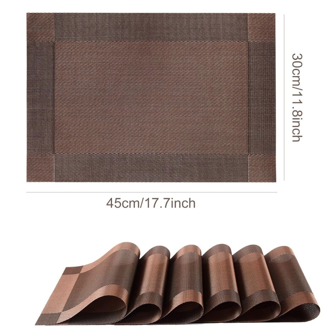 [Set Of 6] Dark Brown Dining Table Placemats
