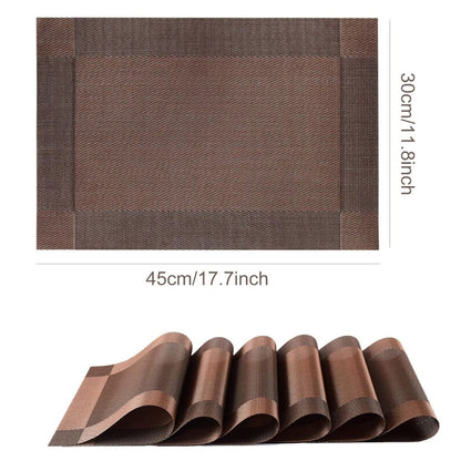 [Set Of 6] Dark Brown Dining Table Placemats