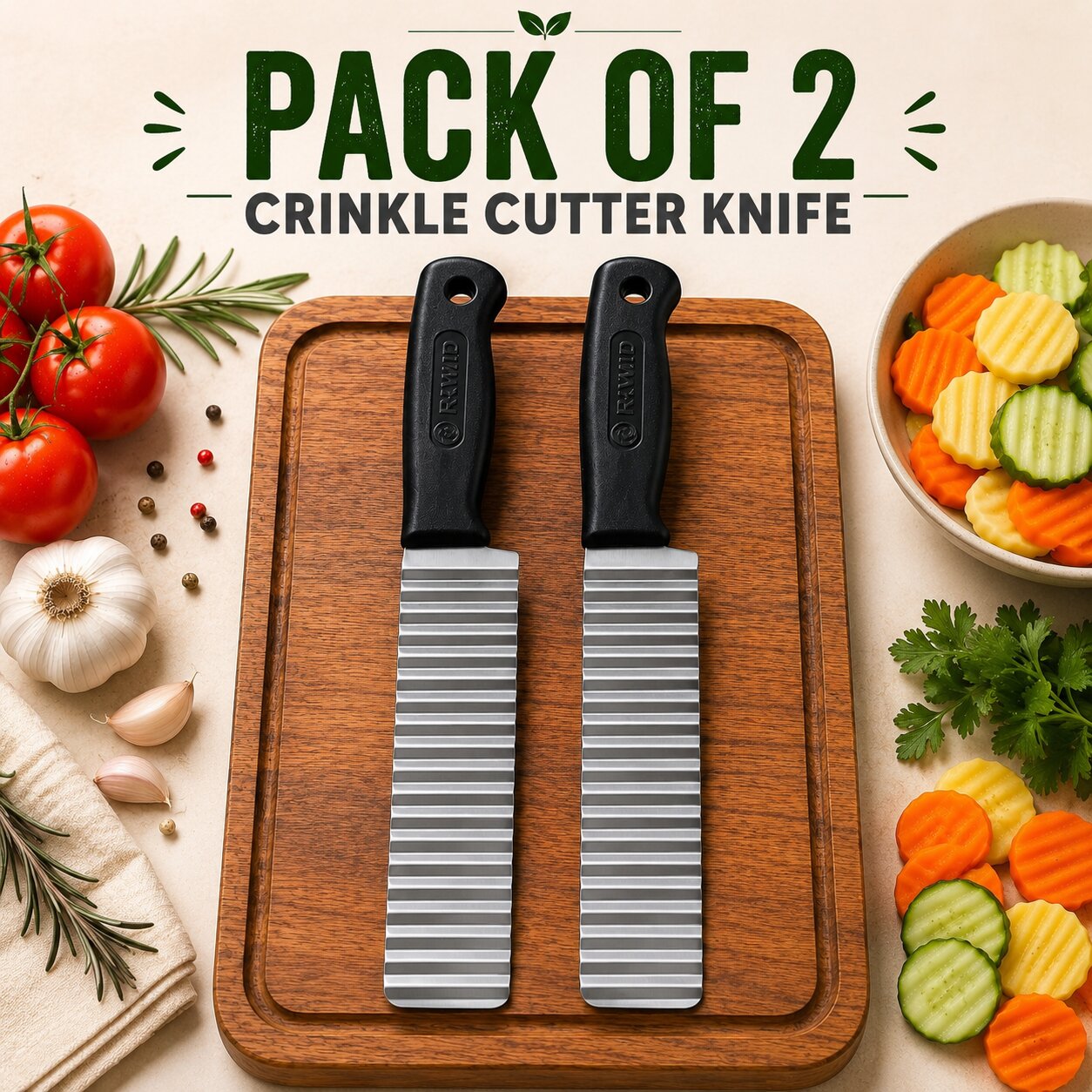 [Pack Of 2] Vegetable & Fruits Crinkle Cutting Knife (Zig Zag Shape)