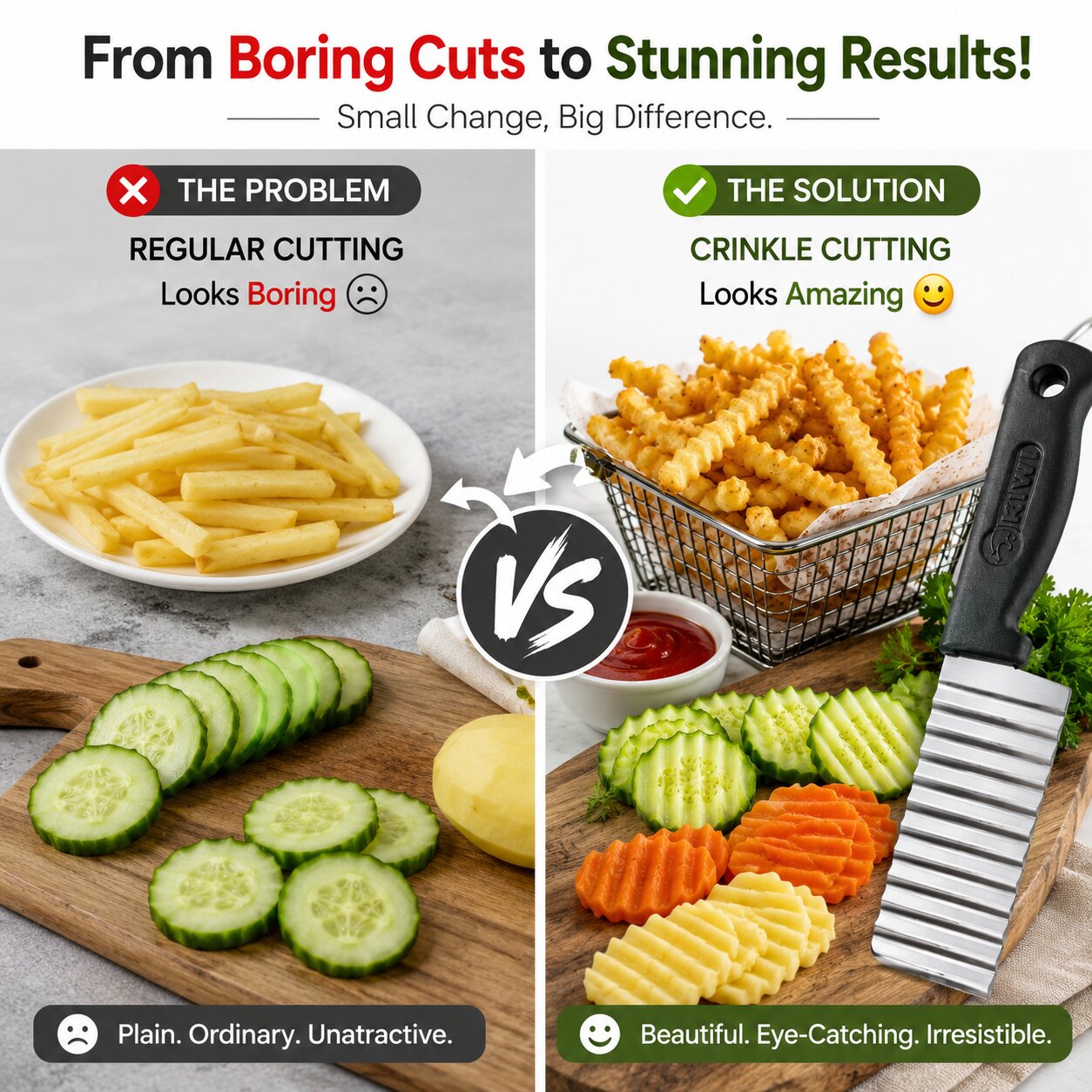 [Pack Of 2] Vegetable & Fruits Crinkle Cutting Knife (Zig Zag Shape)