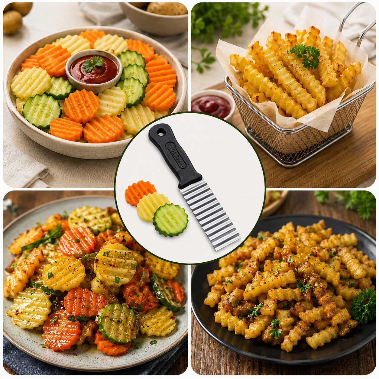 [Pack Of 2] Vegetable & Fruits Crinkle Cutting Knife (Zig Zag Shape)