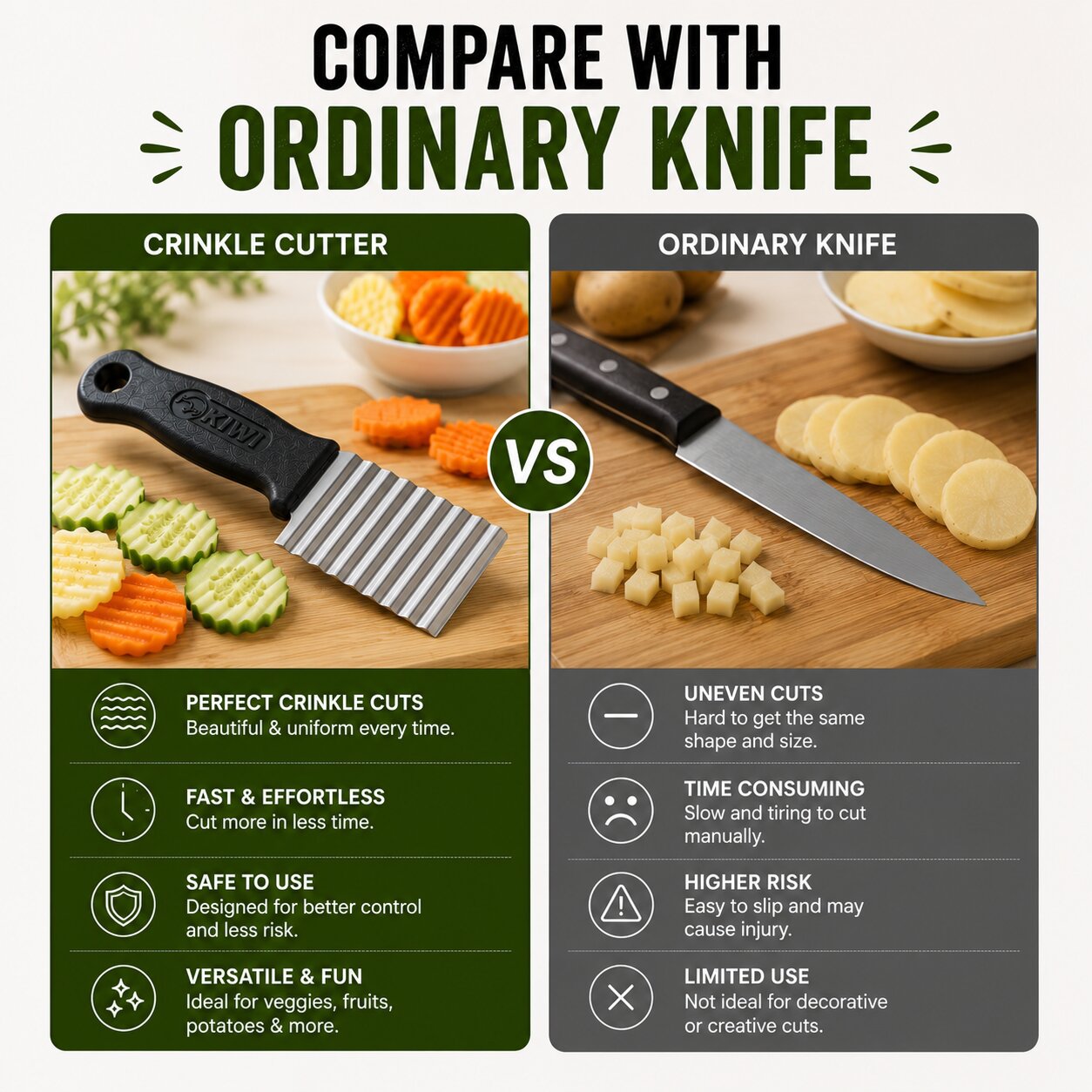 [Pack Of 2] Vegetable & Fruits Crinkle Cutting Knife (Zig Zag Shape)