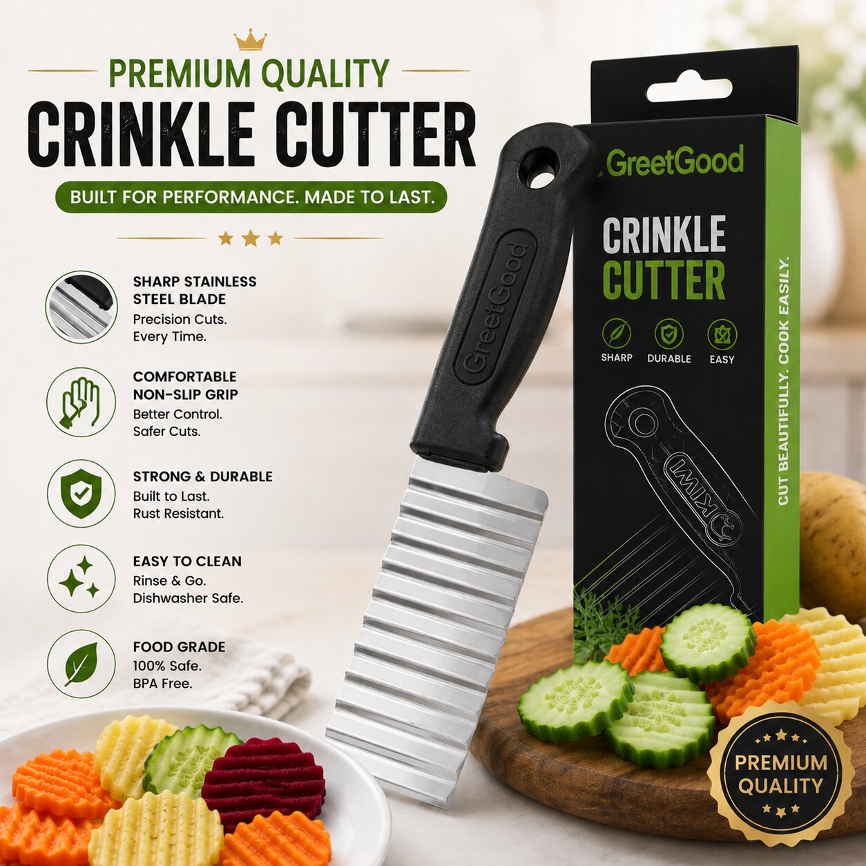 [Pack Of 2] Vegetable & Fruits Crinkle Cutting Knife (Zig Zag Shape)