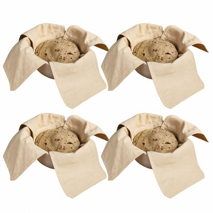 (Pack Of 4) Cotton Double Layer Wrap With Flaps For Roti, Chapati, Paratha & Bhakari