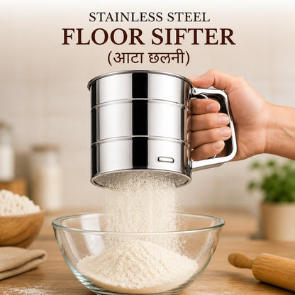 Stainless Steel Flour Sifter With Handle (Atta Chalni)