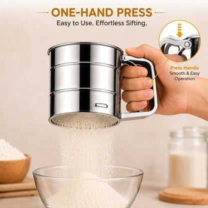 Stainless Steel Flour Sifter With Handle (Atta Chalni)