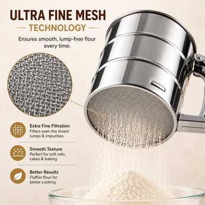 Stainless Steel Flour Sifter With Handle (Atta Chalni)