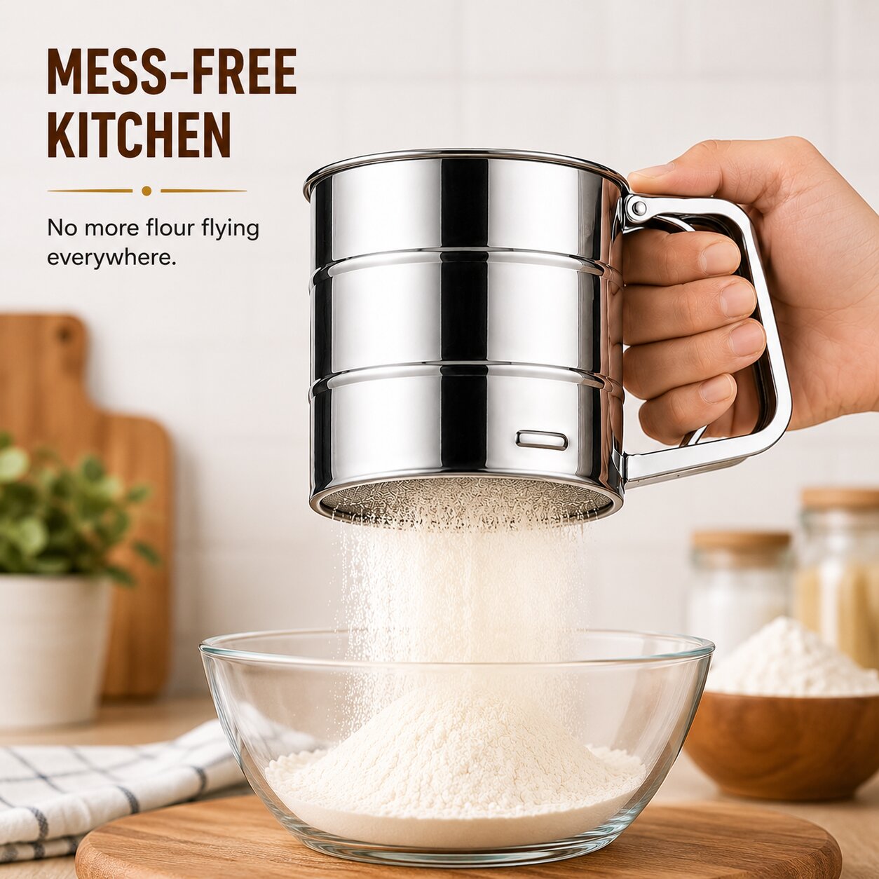 Stainless Steel Flour Sifter With Handle (Atta Chalni)