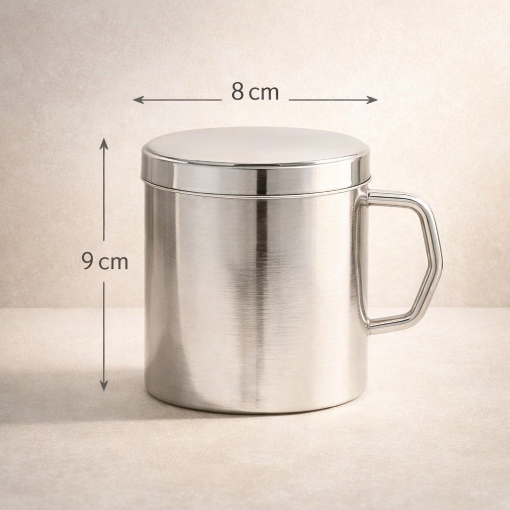 Stainless Steel Thermal Double-Wall Insulated Tea Coffee Mug With Lid (300 ML)