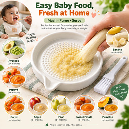 Ceramic Grater Plate With Brush For Vegetables & Fruits