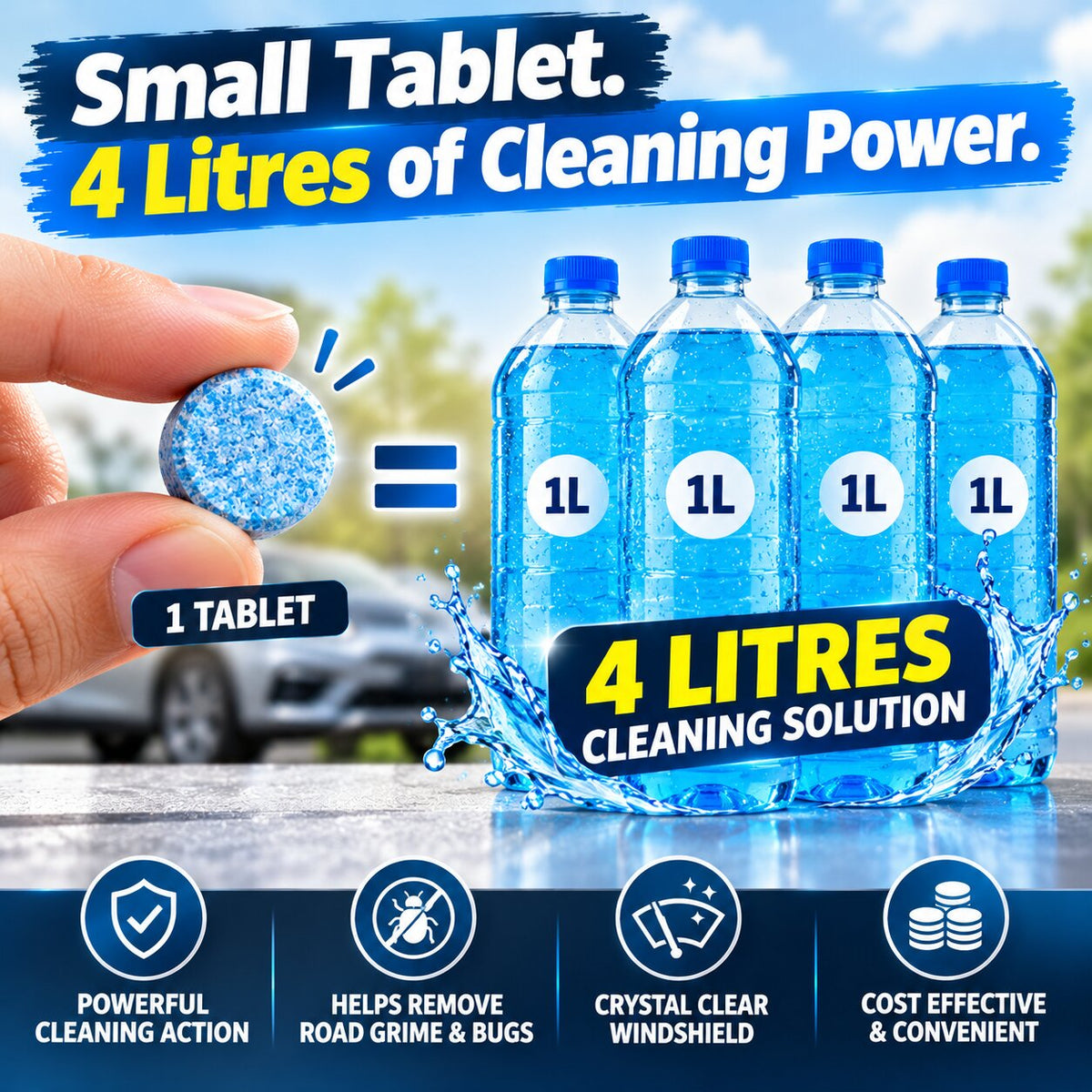 (Pack Of 50) Car Windshield Glass Wiper Concentrated Cleaning Tablets