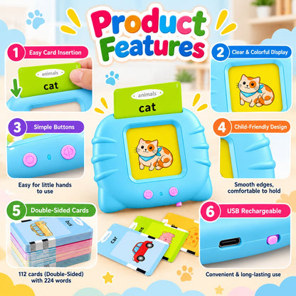(112 Cards) Talking & Learning Flash Cards For Kids