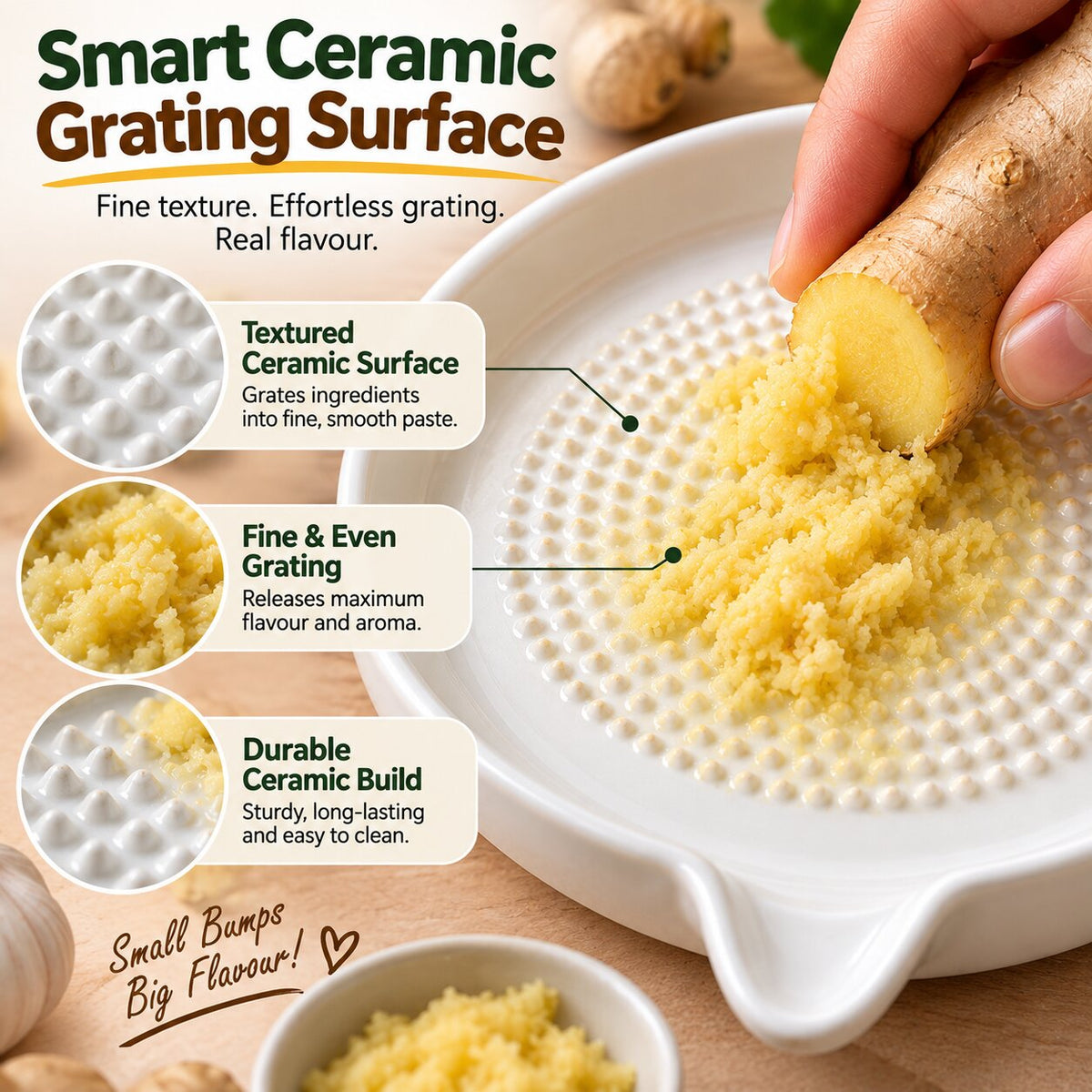 Ceramic Grater Plate With Brush For Vegetables & Fruits