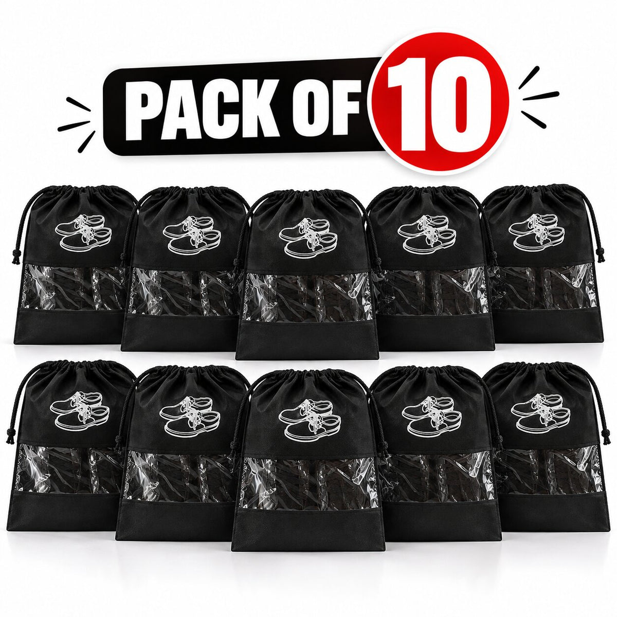 (Pack Of 5) Reusable Shoe Bag Covers For Suitcase, Travel & Gym