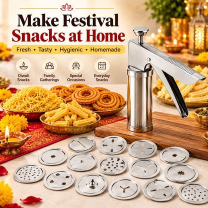 (Pack Of 15 Jaalis) Stainless Steel Kitchen Press - Chakli, Sev, Murukku Maker