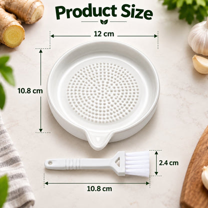 Ceramic Grater Plate With Brush For Vegetables & Fruits