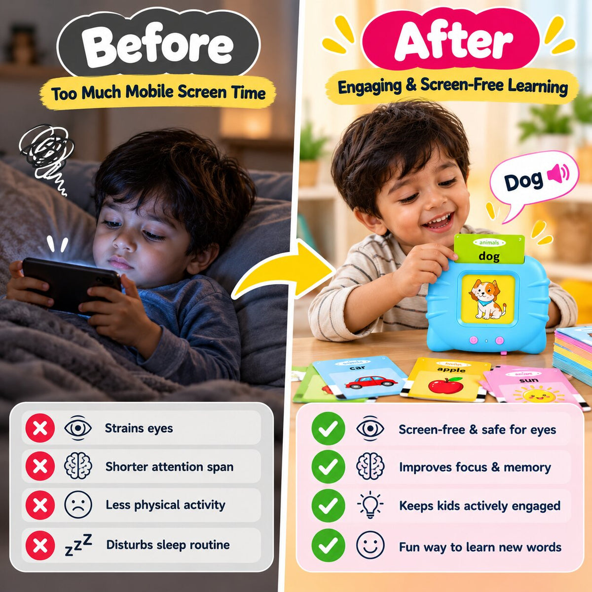 (112 Cards) Talking & Learning Flash Cards For Kids