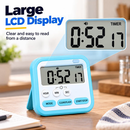 Magnetic Digital Stopwatch Timer For Kitchen, Studying & Work (With Flash & Alarm)
