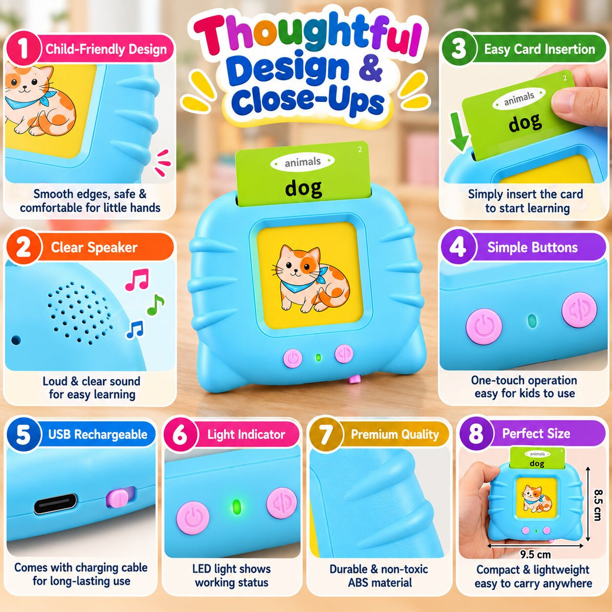 (112 Cards) Talking & Learning Flash Cards For Kids