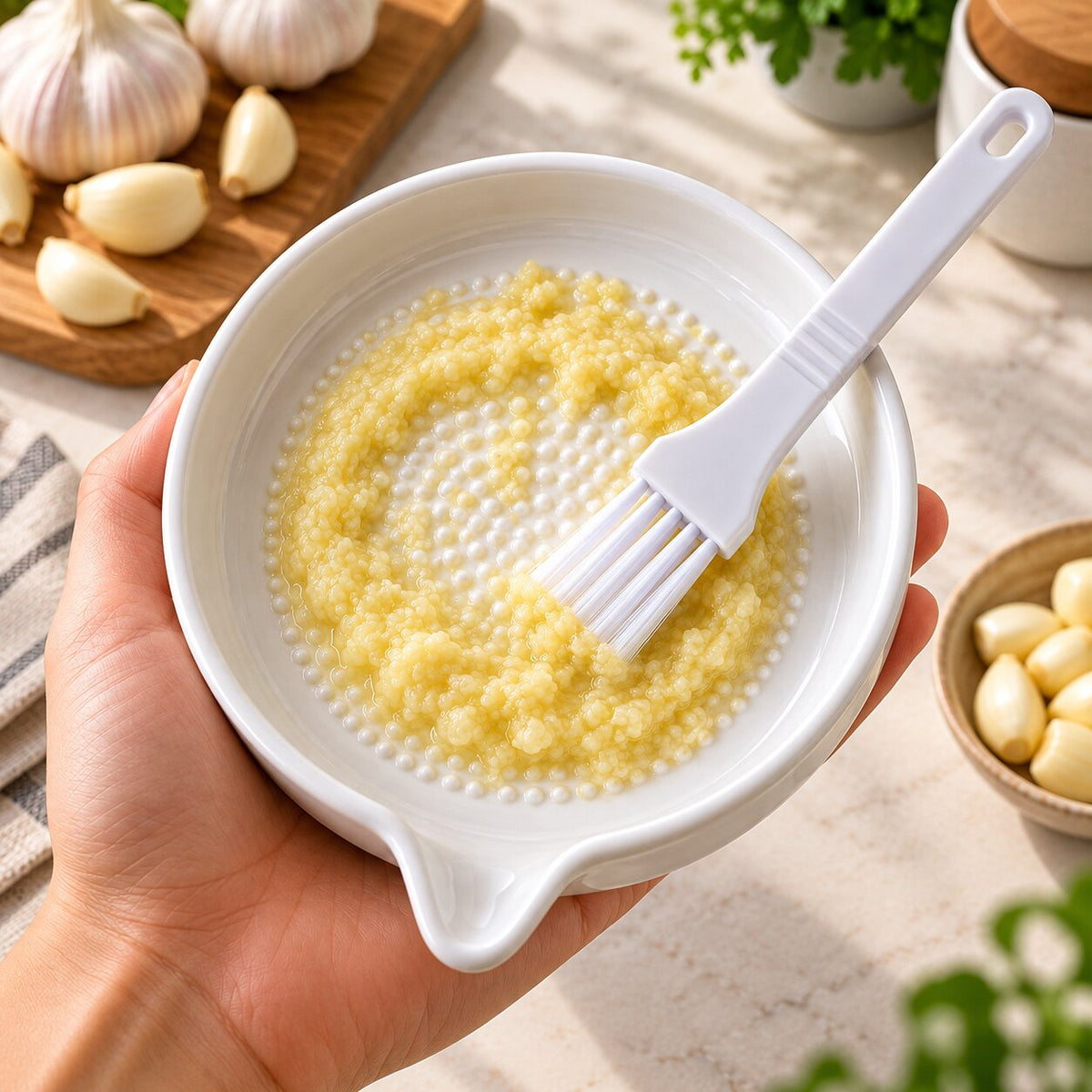 Ceramic Grater Plate With Brush For Vegetables & Fruits