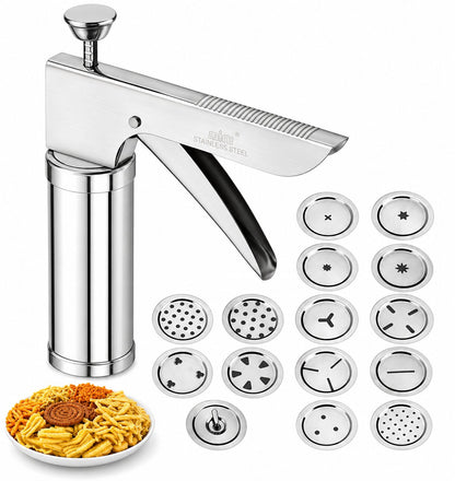 (Pack Of 15 Jaalis) Stainless Steel Kitchen Press - Chakli, Sev, Murukku Maker