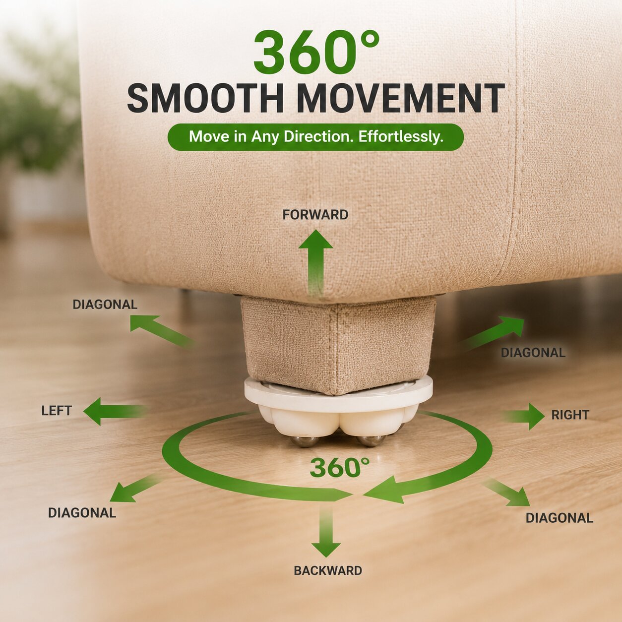 [Pack Of 8] Heavy Duty Sofa Table Furniture Moving Wheels