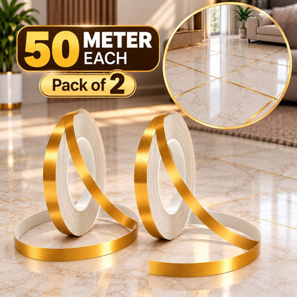 (Pack Of 2) Golden Tiles Gap Sticker Tape For Home Decor