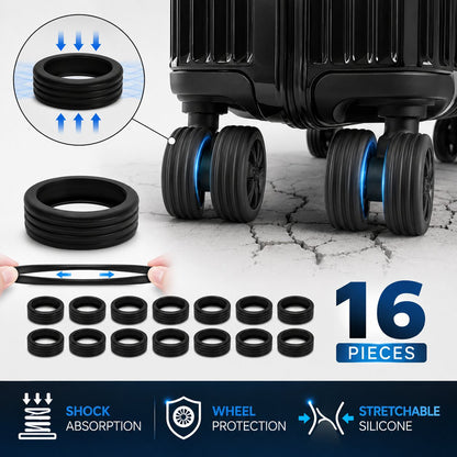 [16 PCS SET] Silicone Suitcase Wheel Cover Protectors