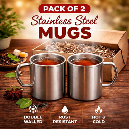 Stainless Steel Thermal Double-Wall Insulated Tea Coffee Mug With Lid (300 ML)